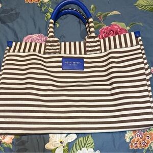 Henri Bendel Blue Accented Brown and White Tote